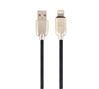 CABLE DE DATOS Y CARGA GEMBIRD 8 PINES DE CAUCHO PREMIUM, 2M, NEGRO CC-USB2R-AMLM-2M