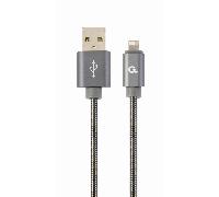 CABLE DE DATOS Y CARGA PREMIUM GEMBIRD 8 PINES METAL EN ESPIRAL, 1 M, GRIS