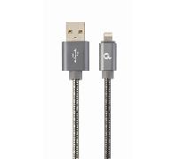 CABLE DE DATOS Y CARGA PREMIUM GEMBIRD 8 PINES METAL EN ESPIRAL, 1 M, GRIS