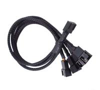 Cable de distribución de ventilador PWM de 4 pines de 26 cm, 1 a 1/2/3/4 canales, cable alargador para ventilador de PC, con diseño de piel de serpiente para conexión de placa base (1 en 4)