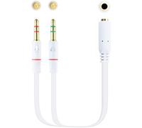 Cable de Divisão Audio NanoCable Jack 3,5/F 3 PINOS - 2x Jack 3,5/M 4 PINOS 20 CM Blanco