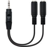 Cable de Divisão Audio NanoCable Jack 3,5/M - 2x Jack 3,5/F 15 CM Negro