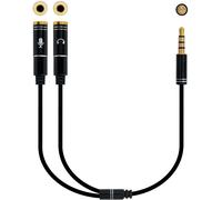 Cable de Divisão Audio NanoCable Jack 3,5/M 4 PINOS - 2x Jack 3,5/H 3 PINOS 30 CM Negro