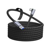 Cable de enlace USB C de 90 ángulos de 3 m, trenzado USB 3.0 a USB C Link Cable de carga de datos de 5 Gbps, compatible con Meta/Quest 2/Pico 4 accesorios PC/Steam VR, Galaxy S8,S8+/ S9/ S10, LG, etc