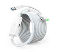 Cable de enlace VR de INIU 16 pies USB 3.0 compatible con Meta Quest 3s, Oculus Quest 3/2/Pro, Pico 4, PC VR y Steam VR, accesorio de realidad virtual blanco