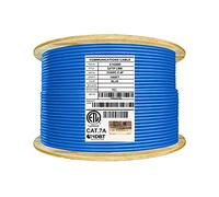 Cable de Ethernet CAT7A blindado (CMR), carrete de 304,8 m, par trenzado de lámina blindada (S/FTP) 23AWG, cobre puro sólido, 1000 MHz, certificado UL, fácil tirar, cable de red a granel, color azul