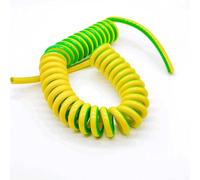 Cable de expansión, Cable de tierra en espiral 1 núcleo, color amarillo y verde, cobre puro, elástico, 4 metros, varios tamaños(17AWG 1mm2)