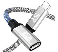 Cable de extensión 0,5m,240W/20Gbps/5K@60 Hz. Extensor USB-C 3.2,4K@144Hz.Cable de extensión de vídeo tipo C,macho a hembra,compatible con iPhone 17/16/15/MacBook Pro/iPad Pro/XPS/Galaxy S24/Laptop