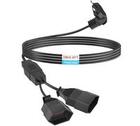 Cable de extensión 2 en 1 con conector tipo C, cable de alimentación de 2 m de cable de alimentación europeo a 2 enchufes tipo C Eurohembra, cable de extensión de 0,75 mm² (2,5 A/250 V) para TV, PC