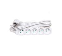 Cable de extensión 5 enchufes con/u 5m/H05VV-F 3G1/blanco P0515