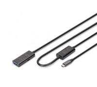 DIGITUS Cable alargador USB 3.2 Gen 1 activo - 10 m - USB-C a USB-A - 5 Gbit/s - Negro