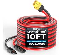 Cable de extensión adaptador de carga solar MC4 a XT60 de 10 pies, 12 AWG/4 mm², conector solar de cobre puro sin oxígeno MC4 a XT60, para panel solar a batería LiFePO4, estación eléctrica, generador