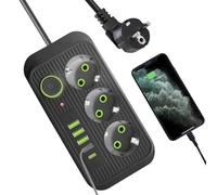 Cable de extensión, Cable Extensor de Salida,Cable de extensión Corto con disposición en ángulo de 45° | Tira Protectora contra sobretensiones 8 en 1, Enchufe en Tira, protección de Seguridad, para e