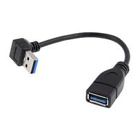 Cable de extensión Chenyang de 30 cm en color blanco con un conector USB 3.0 macho en ángulo de 90 grados y un conector hembra