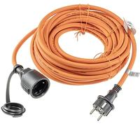 Cable de extensión ChiliTec de 15 m con tapa protectora para uso interior y exterior - H07RN-F 3G1.5 IP44, cable de goma con contacto a tierra, apto para obras de construcción, jardines y cortacéspede