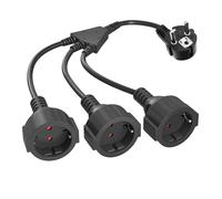 Cable de extensión con 3 tomacorrientes, Adaptador de Toma 3 en 1 con Cable Flexible Conectores de protección de Tres tomacorrientes Cable de extensión Impermeable para Oficina, Negro, 250V16A