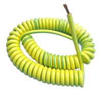 Cable de extensión con resorte, cable telescópico Spring Spiral Cable Yellow Green Ground Wire Single Core 7-20 AWG Stretch 1-5 Meters(13awg 2.5mm2,Stretch 2 Meters)