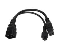 Cable de extensión corto con cable de cobre puro, divisor tipo Y, conector IEC320C14 macho a conector C5C19 hembra, cable de alimentación con
