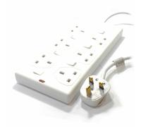 Cable De Extensión De 5m Conmutado De 6 Tomas De Corriente UK Blancas [007870]