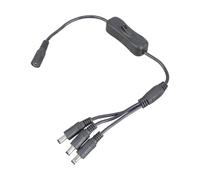 Cable de extensión de alimentación DC5521 divisor en Y de 5,5 x 2,1 mm hembra a tres machos con interruptor para CCTV y LED, cable divisor en Y de 37 cm