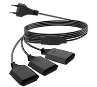 Cable de extensión de alimentación de 2M, cable de red, cable de extensión 3 en 1 con conector tipo C, enchufe europeo a triple toma tipo C europea, 0,75 mm² máx. 2,5A/250V para TV, PC, ordenador