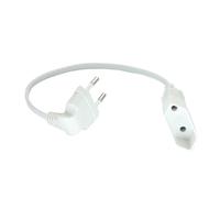Cable de extensión de alimentación de enchufe macho a hembra de 90 grados Europeo for PC, ordenador, PDU, 0,3 m/0,6 m/1,8 m, Cable en ángulo de curvatura de 2 clavijas EU(White 0.3M)