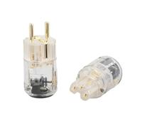 Cable de Extensión de Alimentación HIFI Transparente Chapado en Oro, Enchufe EUR Schuko, Conector IEC Macho y Hembra, Enchufe de Audio Europeo