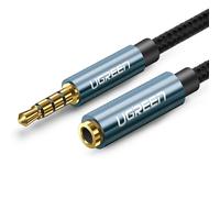 Cable de extensión de audio con adaptador AUX mini jack de 3,5 mm y 1,5 m, color azul