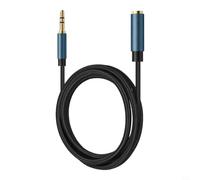Cable de extensión de audio TRRS de 0,5 m y 3,5 mm de nailon para trenzado, carcasa de metal azul mar, baja pérdida de señal, contactos a presión de 360°, extensor auxiliar para teléfonos, portátiles