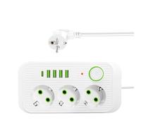 Cable de extensión de Enchufe, Tira de Enchufe Plano Disposición en ángulo | Tira protectora contra sobretensiones para mesa de cocina, dormitorio escolar