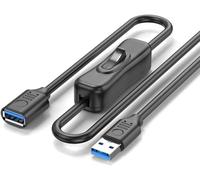 Cable de extensión de interruptor USB, cable de carga USB macho a hembra, botón de encendido/apagado, para ventiladores pequeños, lámpara de escritorio USB (recto, 3 m)