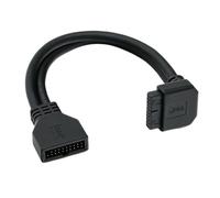 Cable de extensión del panel frontal USB 3.0 de 25 cm y 90 grados codo de 19 pines 20 pines compatible con la placa base de escritorio PC funda