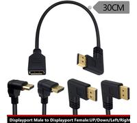 Cable de extensión DisplayPort 1.2 4K, ángulo de 90 grados hacia arriba/abajo, adaptador DP macho a hembra, conector de vídeo de alta definición