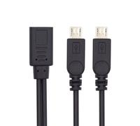 Cable de extensión divisor de carga CY Tipo-C USB-C hembra DC5V a doble Micro USB de 5 pines macho