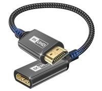 Cable de extensión HDMI,0,2m 10K 8K@60 Hz 4K@120Hz/144Hz HDMI 2.1 48Gbps macho a hembra,ultraalta velocidad,UHD eARC,HDCP 2.3,HDR10+ dinámico,compatible con TV Sticks,TV alta definición,PS5/4 (negro)