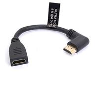 Cable de extensión HDMI 8K, HDMI corto 2.1 macho a hembra, cable de ángulo de 90 grados, adaptador de extensor de 48 Gbps, soporte de 8 K a 60 Hz, 4 K a 120 Hz (izquierda)