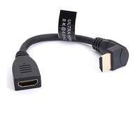 Cable de extensión HDMI 8K, HDMI corto 2.1 macho a hembra, cable de ángulo de 90 grados, adaptador de extensor de 48 Gbps, soporte de 8 K a 60 Hz, 4 K a 120 Hz, HDR dinámico, eARC, VRR, 3D (arriba)
