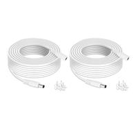 Cable de Extensión Lonnky 5 Metros 12 Voltios para Cámara CCTV, Tiras LED Govee, Deco, Router TP-Link, 18 AWG 5,5 mm x 2,1 mm Conector Macho a Hembra - Paquete de 2 Blanco