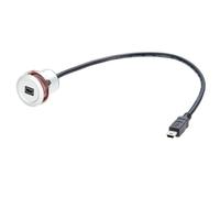 Cable de extensión mini USB redondo empotrable de 0,3 metros, mini USB de 5 pines, montaje empotrado macho a hembra, cable de metal de 480 Mbps, 5 V, 2 A, sincronización de datos, cable extensor de