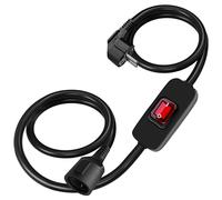 Cable de extensión Negro con Interruptor de Encendido/Apagado, 2 m (200 cm), 6 A, 220V-240V, 1400 W, Aislado y Retardante a la Llama, Cable de alimentación para Interior