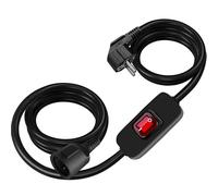 Cable de extensión Negro con Interruptor de Encendido/Apagado, 4 m (400 cm), 6 A, 220V-240V, 1400 W, Aislado y Retardante a la Llama, Cable de alimentación para Interior