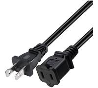 Cable de extensión Nema1-15P a 1-15R de 3 m/9,8 pies, cable de alimentación de extensión polarizado de 2 clavijas macho-hembra (polarizado recto/3