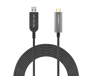 Cable de extensión óptico USB A a C USB 3.1 Gen2 10 Gbps 15M 50FT Compatible con Microsoft Azure Logitech Camera Aver & Vaddio & Barco ClickShare Pantalla táctil Kinect Oculus VR Intel RealSense.