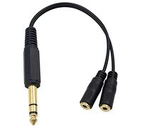 Cable de extensión para auriculares, divisor en Y de 6,35 mm macho a 2 puertos 3,5 mm hembra, adaptador estéreo convertidor