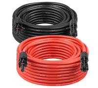 Cable de extensión para panel solar, 8 AWG, cable solar de 30 pies con conector hembra y macho, impermeable, cable fotovoltaico, hogar, barco, paneles solares, automóvil (91 m rojo + 90 m negro)