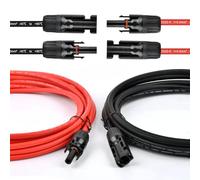 Cable de extensión para panel solar de 4 mm² - 3 m, conector IP68 impermeable con adaptadores hembra y macho (rojo + negro)