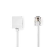 Cable de extensión para telecomunicaciones | RJ11 macho | RJ11 hembra | 5,00 metros | Diseño de cable: Plano | Tipo de cable: RJ11 | Blanco
