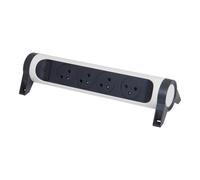 LEGRAND - Regleta giratoria con Interruptor de indicador LED, 4 Tomas de Superficie con Tierra, sin Cable, sin Enchufe, Color Blanco y Gris Oscuro