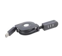Cable de extensión retráctil divisor de carga USB 2.0 de 3 puertos de 1,1 m para carga de múltiples dispositivos y sincronización de datos, concentradores de transferencia de datos USB