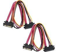 Cable de extensión SATA de 22 pines MEETOOT 2 sets 50cm SATA 22 pines (7+15) macho a hembra de datos y alimentación Combo Cable de extensión para discos duros seriales ATA y unidades de CD ROM Extensión de alimentación de datos SATA